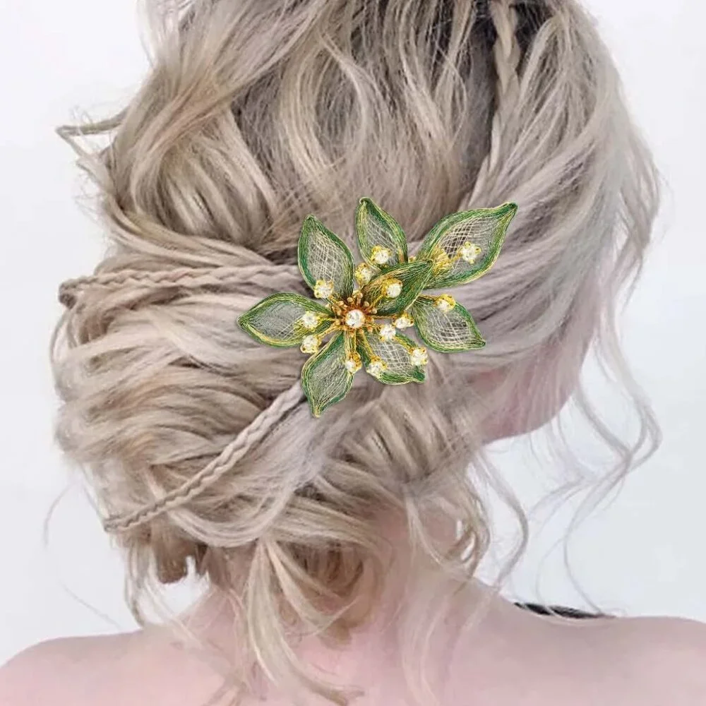 Flower Bridal Hair Clip Rhinestone Wedding Hair Piece Crystal Evening Accessory